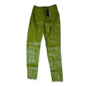Nasty Gal Olive Green Faux Leather Croc Pants Size 10